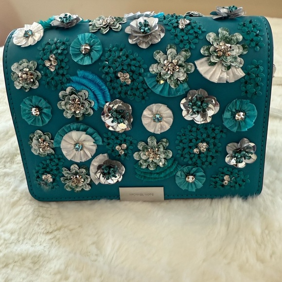 MICHAEL Michael Kors NWOT Teal Floral Crossbody Bag - Picture 2 of 10